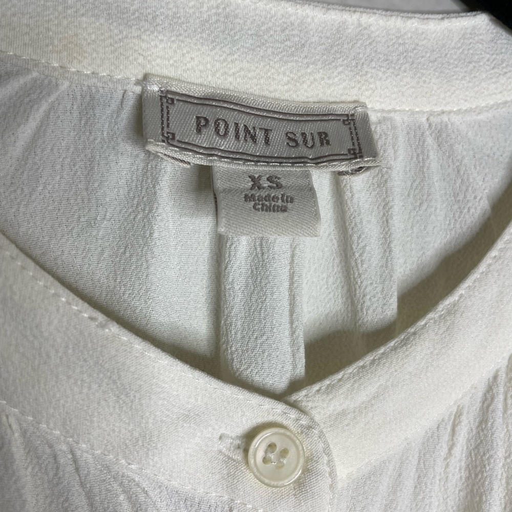 Point Sur Drapey Popover Cream White Blouse Top XS - Picture 5 of 7
